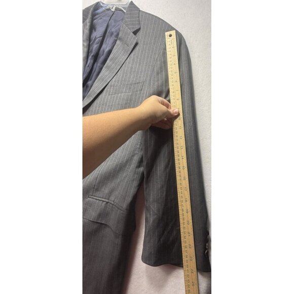 Vitale Barberis Canonico Super 120s Wool Blazer Jacket Men's Sz 60R Gray Stripe - Picture 10 of 10